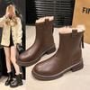 Brown Martin boots women's autumn and winter new velvet snow boots thickened cotton boots short boots