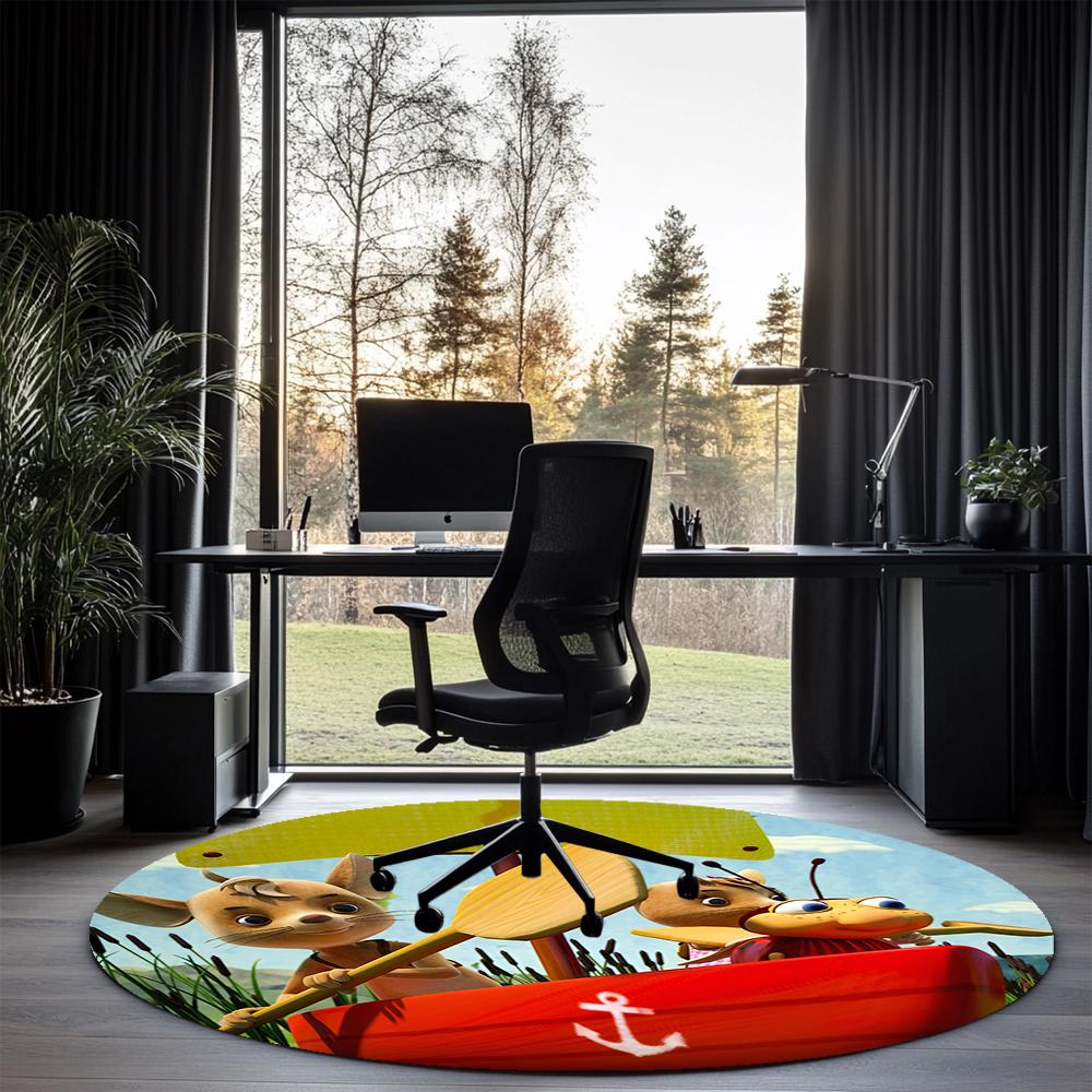 JoNaLu Printed Round Rug Carpet Chair Rug Area Rug Entryway Doormats,for Office Chair Living Room Bedroom Kitchen Room.