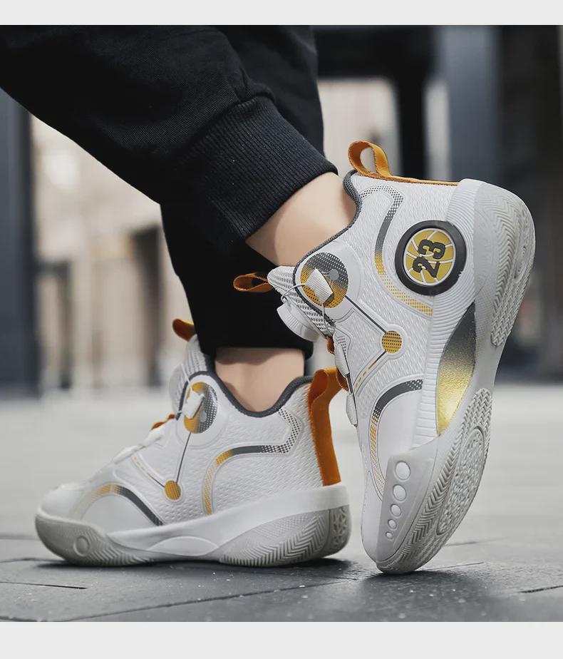 Pantofi de baschet de vară respirabili pentru bărbați cu buton rotativ pentru tineri și studenți