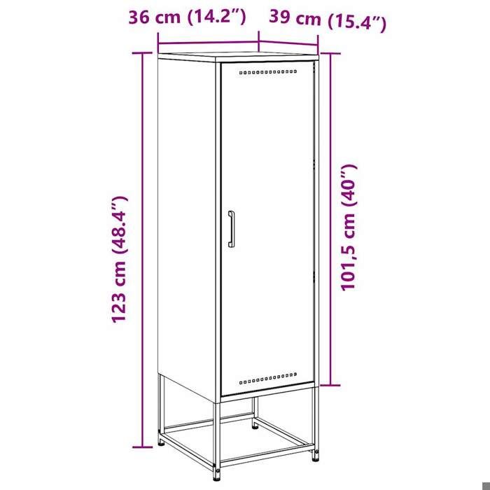 VidaXL Highboard Black 36x39x123 Cm Steel, Sideboard, Cupboard, Side Cabinet, Cabinet, Storage Cabinet, High Cabinet, 846524