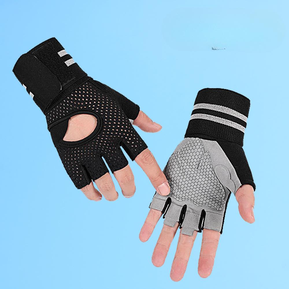 Men and Women Half Finger Extended Wrist Guards Anti Slip Weight Lifting Horizontal Bar Dumbbell Equipment Breathable Outdoor Sports Gloves