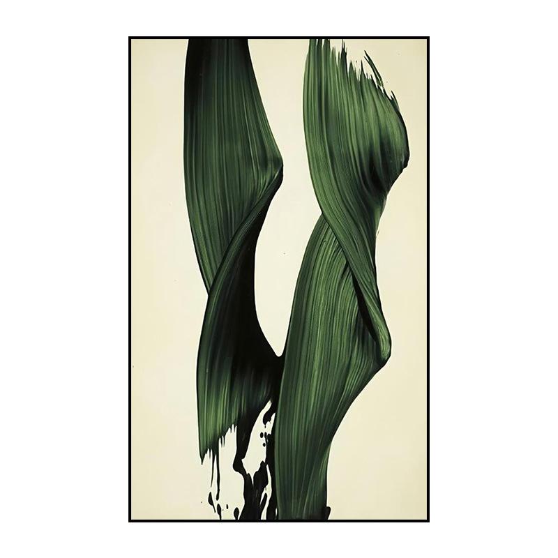 Abstract Green Ribbon Oil Painting Print on Canvas Minimalist Dark Green Posters and Prints Wall Art for Living Room Home Decor