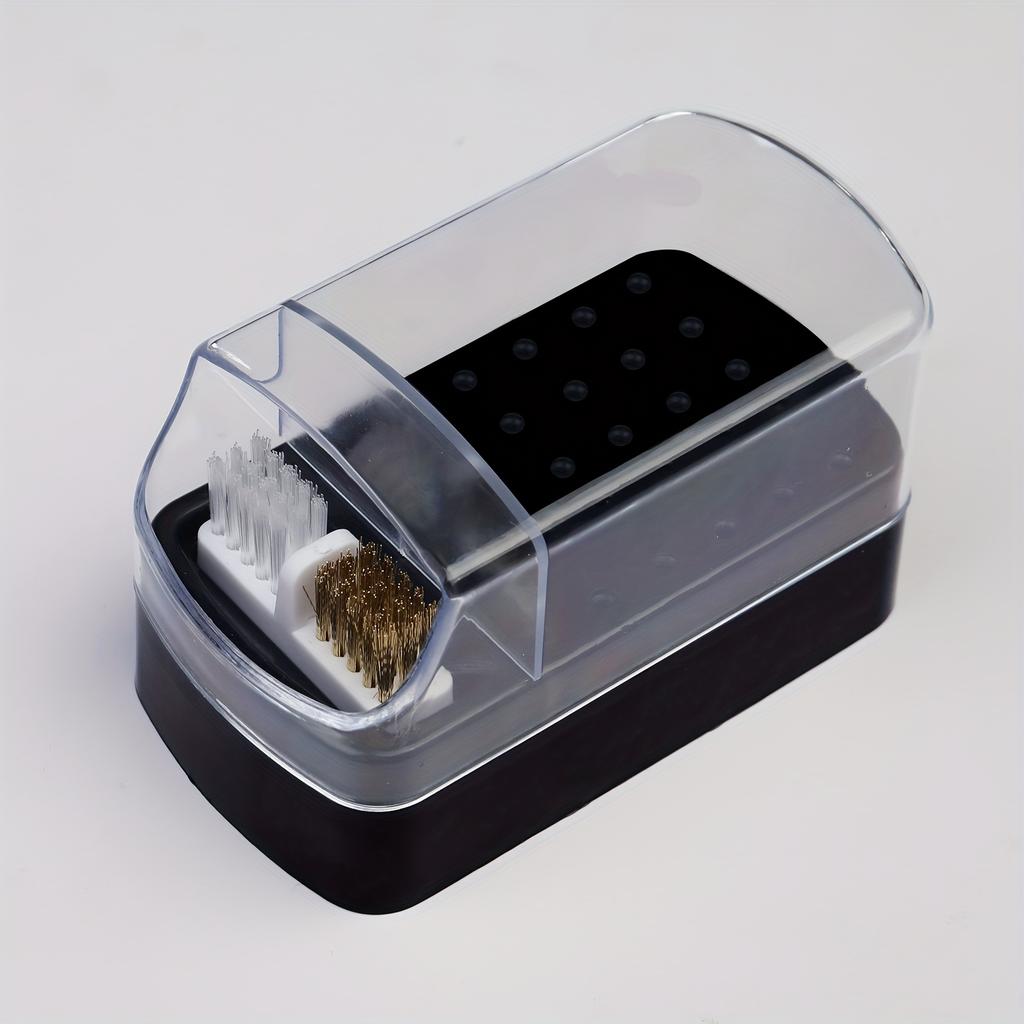 2-in-1 Detachable Nail Polish Head Storage Box with 30 Holes - Clear Organizer for Polishing Drills, Includes Cleaning Brush
