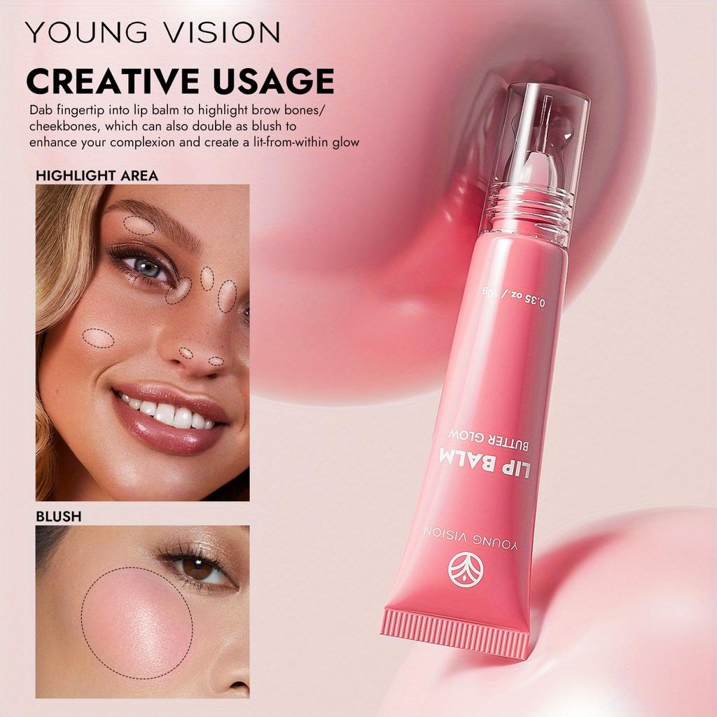 Young Vision Butter Glow 3-v-1 Péče o rty - 3D Konturovací štěteček, Iridescentně-Matná Fúze, Dlouhotrvající Hydratace a Výživa, Víceúčelový Lesk-Balzám