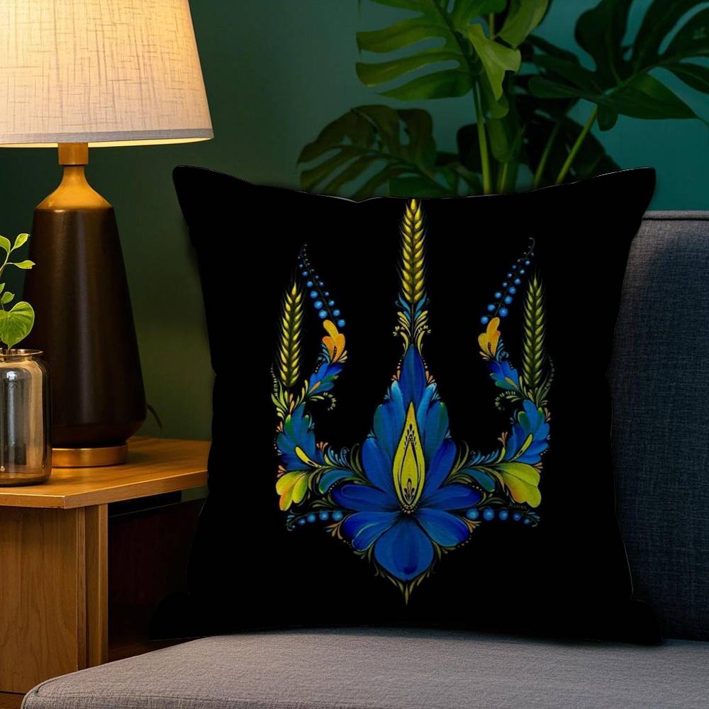 Ukraine Flag Aesthetic Pillow Case Plush Fabric Soft Double Sided Print Sofa Cushion Cover Throw Pillow Covers