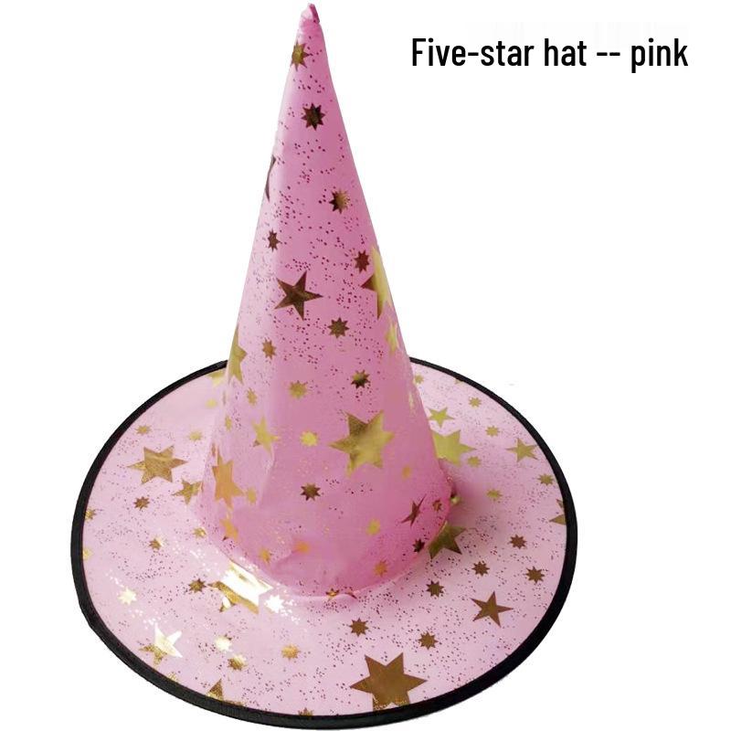 Halloween Witch Hat - Black Five-Pointed Magician Hat for Ghost Festival, Party Props for Children & Adults