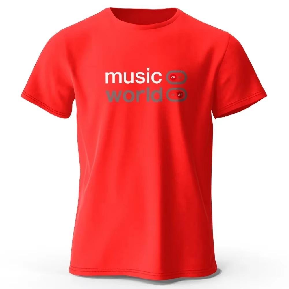 Music World Printed Men T-Shirt 100% Cotton Oversized Classic Funny Graphic Tees for Men Women Summer loose comfortable Tops Tee