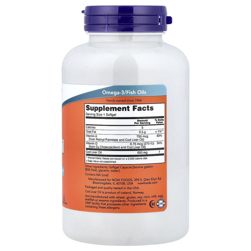 Cod Liver Oil, 650 mg, 250 Softgels