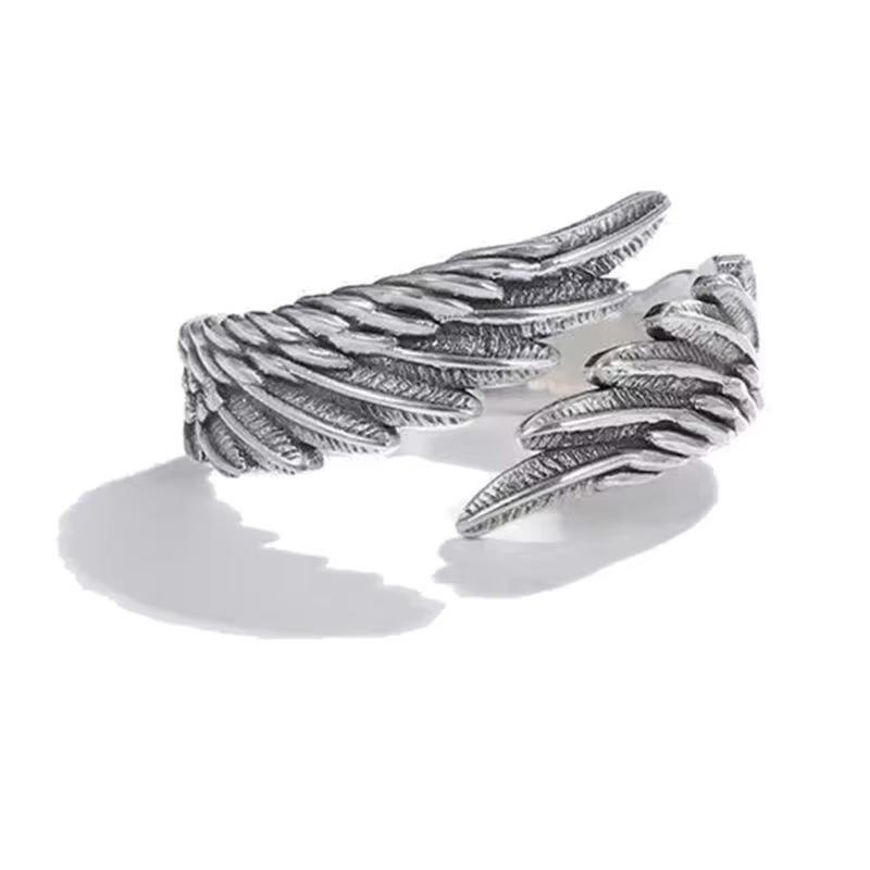 FTCY 2 Pcs Vintage Angel Devil Wings Adjustable Rings for Men Women Hip Hop Retro Silver Color Couples Rings Party Gifts Jewelry