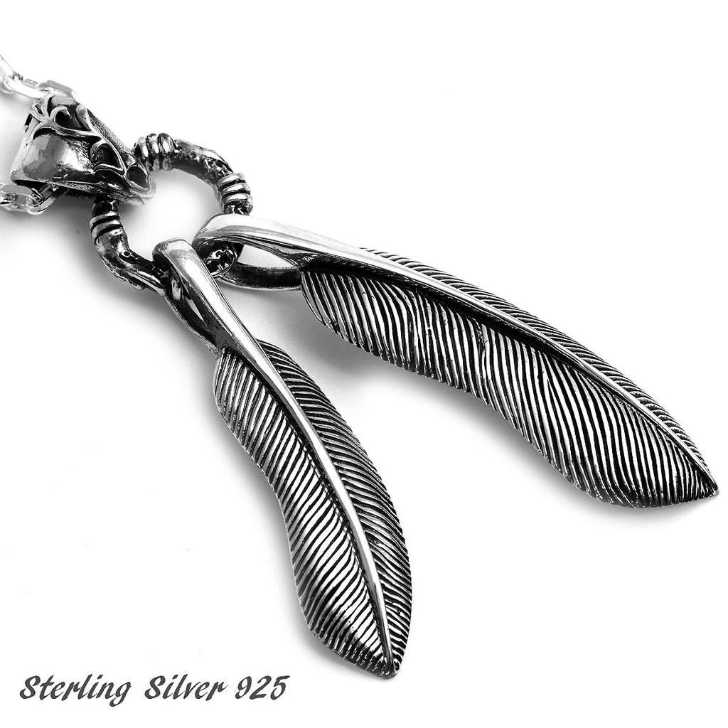 [STERLING SILVER 925] Feather Pendant for Men and Women with Chain AMTHBNE-001