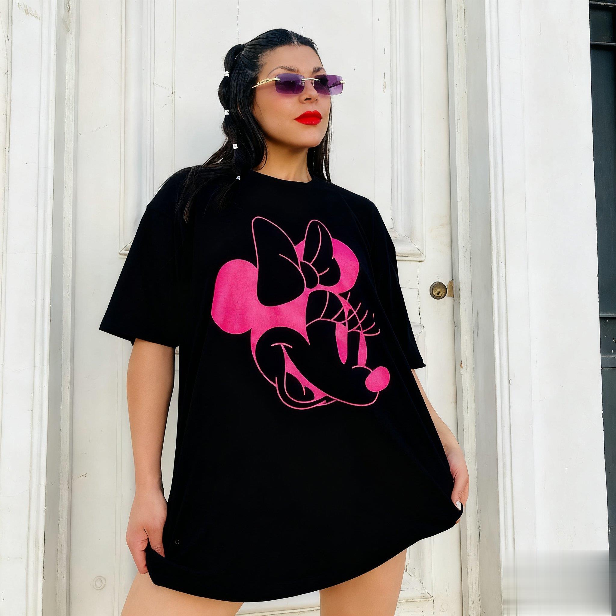

New Summer Trendy Mickey Mouse Womens T Shirt Casual Streetwear Graphic Tee Cotton Short Sleeve Tops Disney Cartoon Print Y2k 4XL