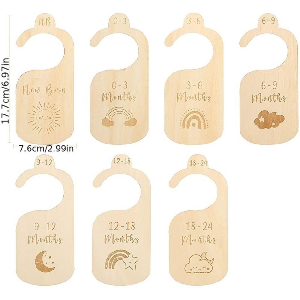 7/8Pcs Label Assortment Infant Wardrobe Divider Wood Nursery Clothes Organizers Home