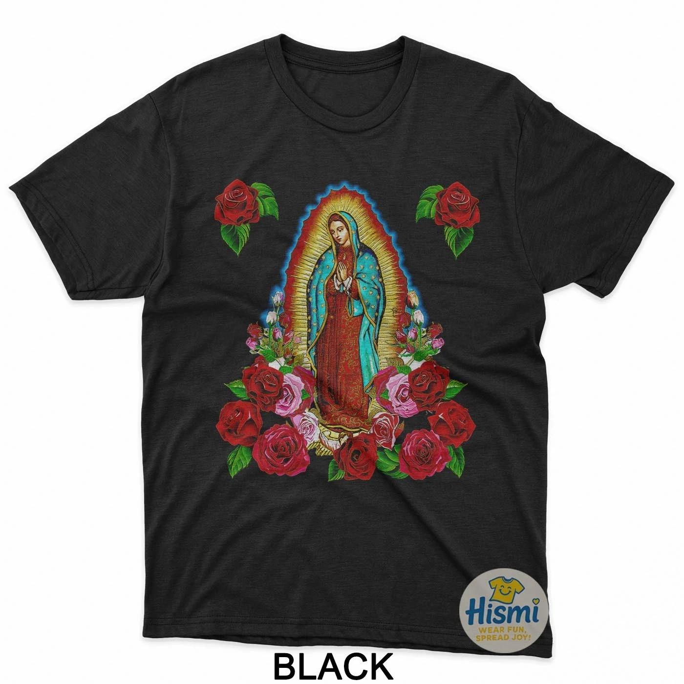 Virgin Mary Floral Roses Mexican Style T-Shirt L