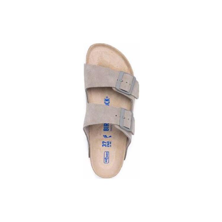 Birkenstock Arizona Soft Footbed Suede Leather Narrow Fit Sandals 'Stone Coin' Men's 1020557