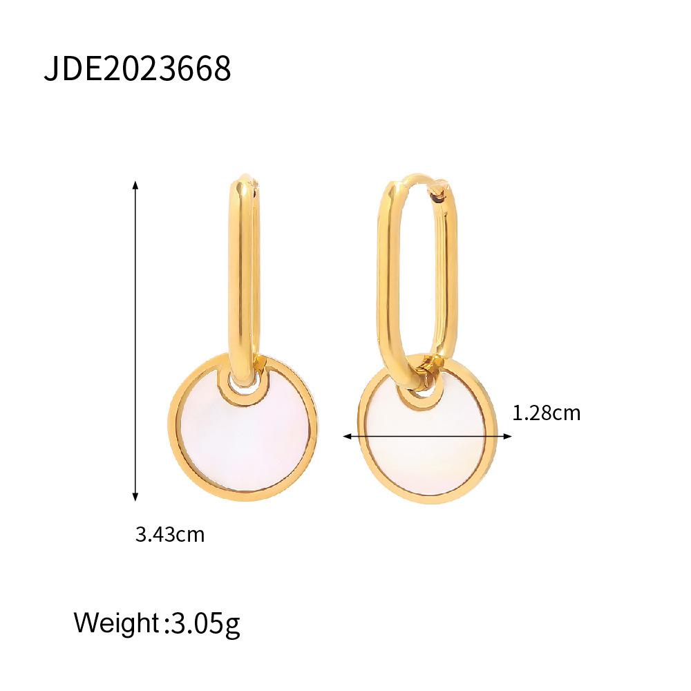 

INS модные универсальные новые серьги из титановой стали 18K белые серьги-подвески с круглым кулоном-логотипом ювелирные изделия