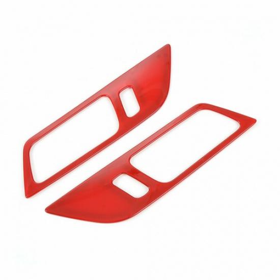 Car Inner Door Handle Bowl Panel Cover 2* For Ford Mustang 2015- Bright Red