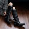2025 Super Fire Boots Children's Modified Legs Pointed Heel Heel Rivets Black But Knee Knight Boots