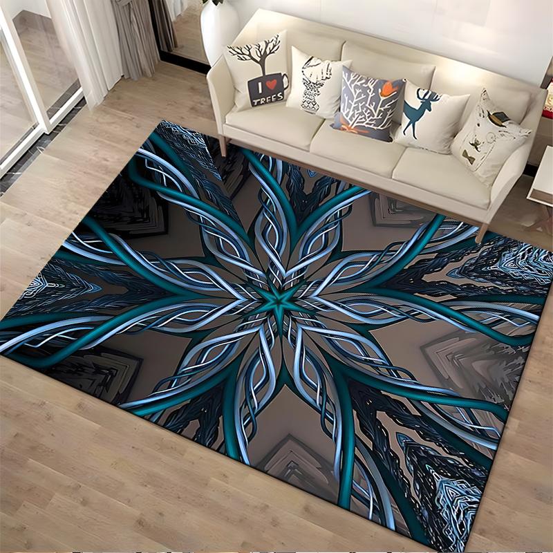 Modern Abstract Blue Geometric Pattern Carpet for Living Room Decor Suitable for Use As an Anti-slip for Living Room Bedroom Sofas