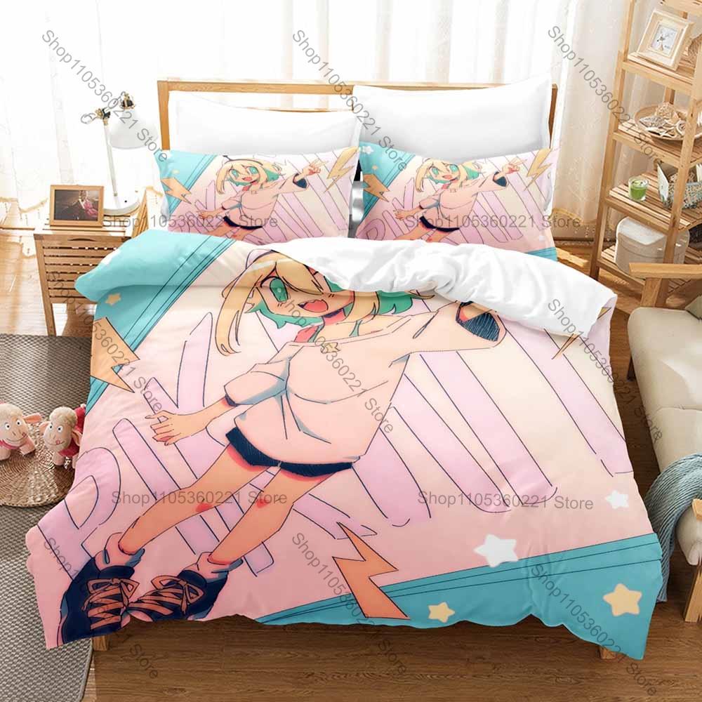 Cool Pikamee Amano Duvet Cover + 2 Pillowcases, VTuber Anime Print Bedding Set Soft Bed Linen for Fans Bedroom Decor
