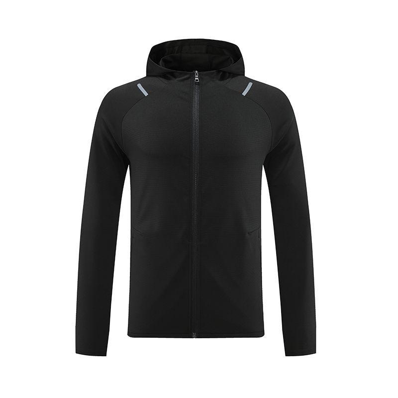 

Мужская легкая спортивная куртка с капюшоном - осенняя, для бега, фитнеса, повседневная, с длинным рукавом 3XL чёрный