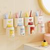 Punch-Free Wall Mounted Toothbrush Holder Cute Mouthwash Cup Hanger Bathroom Storage Set  Bathroom