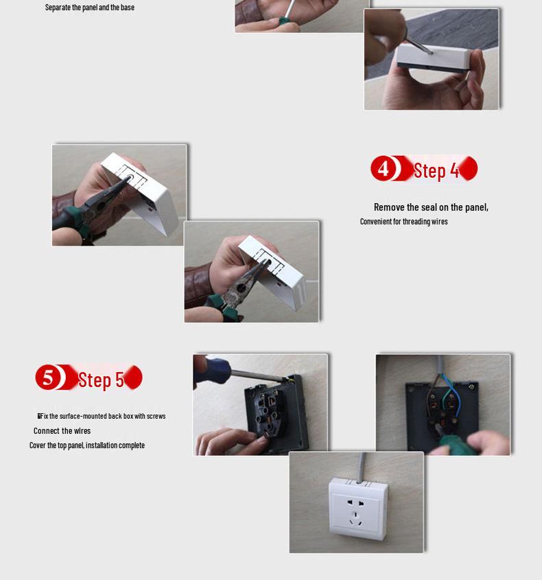 DELIXI Surface-Mounted Five-Hole Socket with TV and Computer Plug for Exposed Wiring