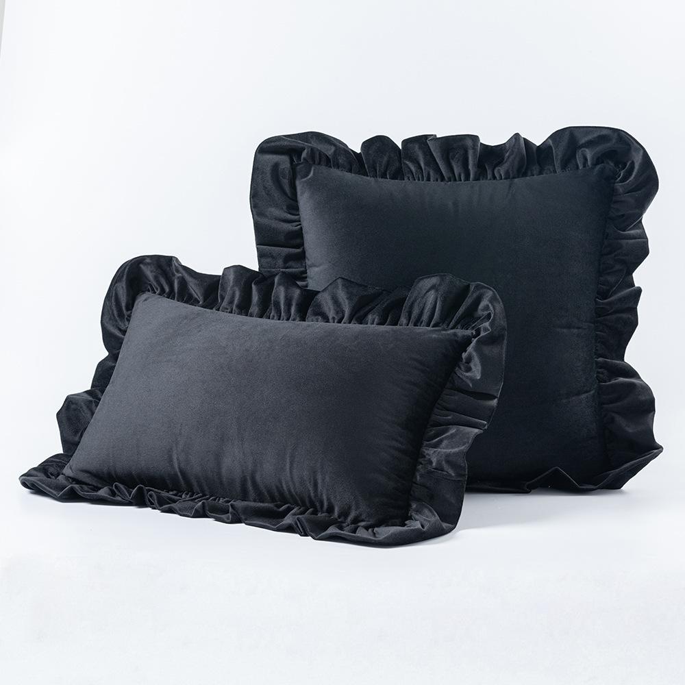 Ruffled Edge Minimalist Solid Color Velvet Pillow Cover For Home Decor Sofa Bed Throw Cushion Window Seat Lumbar Support Pillow Case