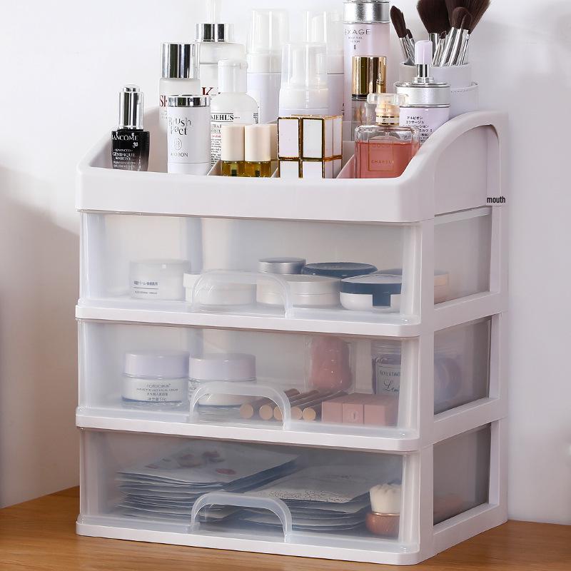 Large Capacity Desktop Cosmetic Storage Box with Drawers for Skincare and Lipstick