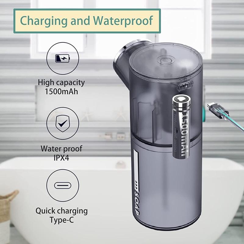 Foam Soap Dispenser Automatic USB Rechargeable 320ml Liquid Soap Dispensers Digital Display Foam Hand Sanitizer Machine For Home
