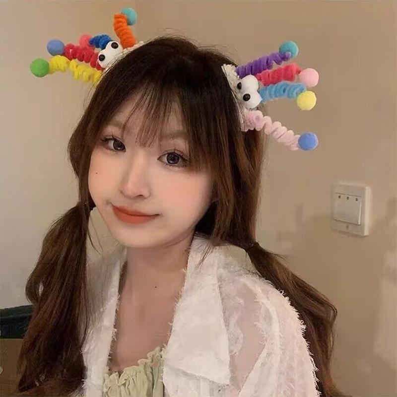New Sweet Plush Hair Clip Trendy Cartoon Eye Hairpin Barrettes Hairgrip Side Clip Korea Hair Accessories For Women Headwear Gift