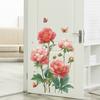 Home Background Wall Decoration Stickers Featuring Noble Peonies and Dancing Butterflies