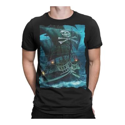 Cooles Design Piratenschiff Grafik bedrucktes T-Shirt