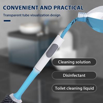Water Spray Silicone Toilet Brush Long Handle Refillable Silicone TPR Brush With Wall-Mounted Bathroom Cleaning Accessories