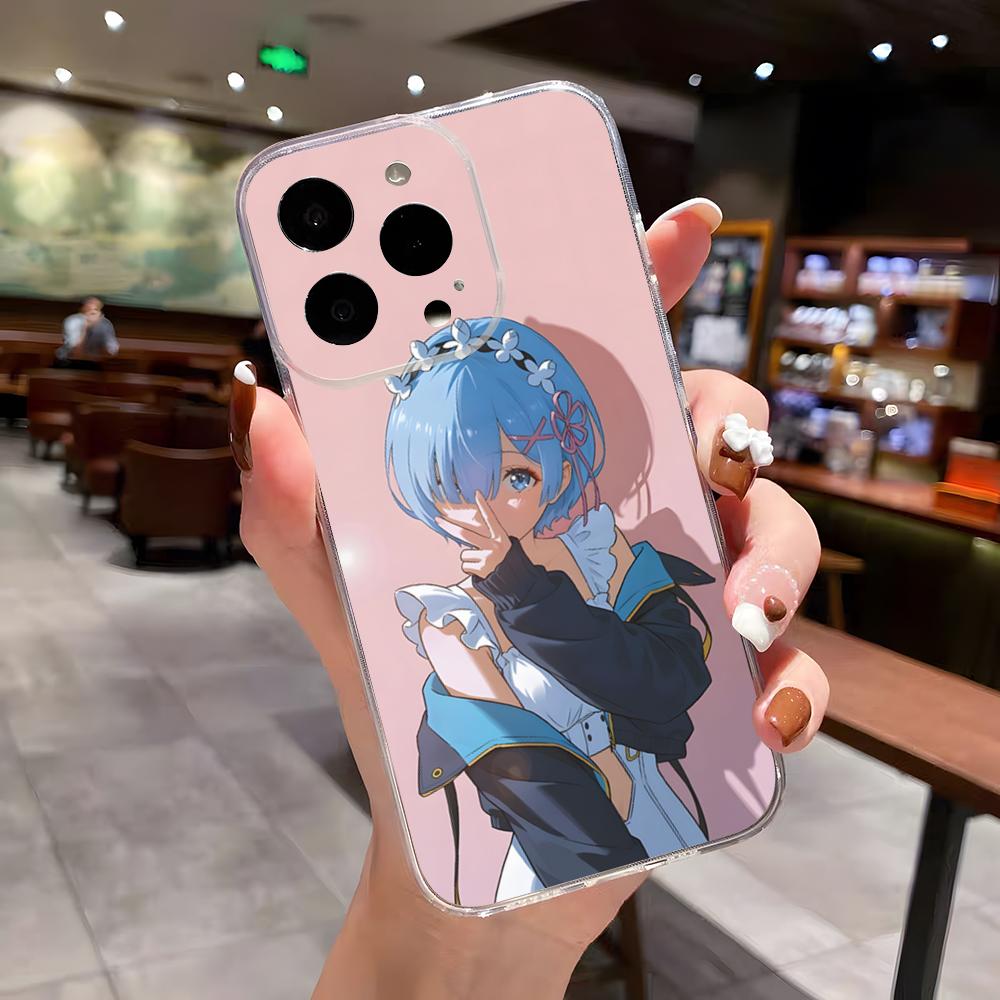 Re Zero Rem Emilia Phone Case For IPhone 17 Air 16 E 15 14 13 12 Mini 11 Pro Max Anti Transparent Drop Cover
