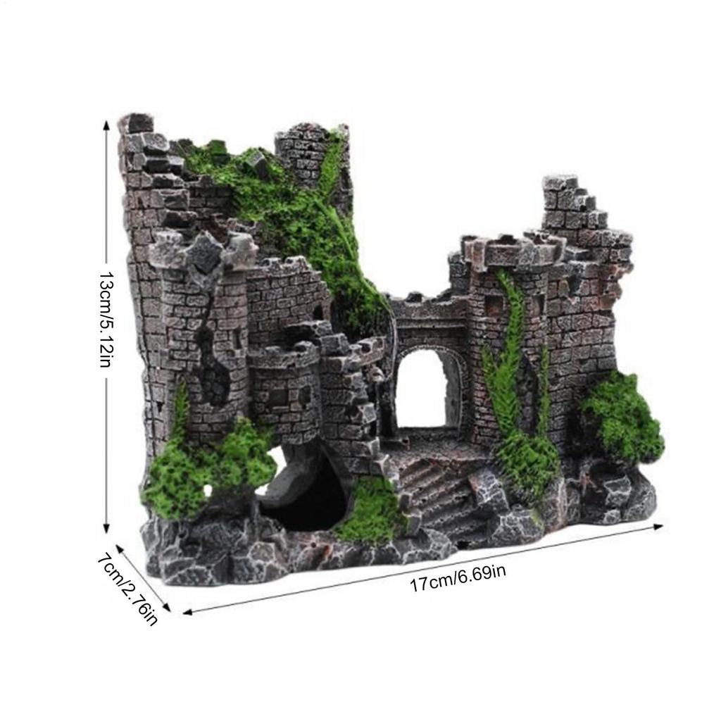 Fish Decorations For Tank Resin Vintage Betta Cave Castle Fish Tank Accessories Decorations For Saltwater Freshwater Home Indoor