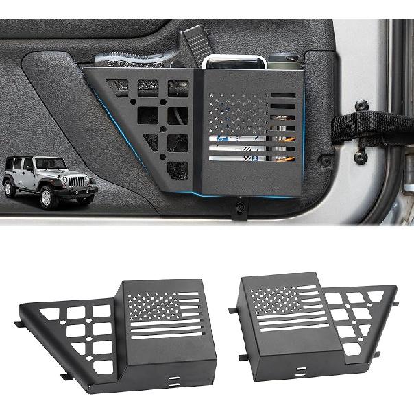Door Pockets Storage Compatible With 2007-2018 Jeep Wrangler JK JKU 4 Door Metal Side Ert Organizer Box Replace Sagging Net