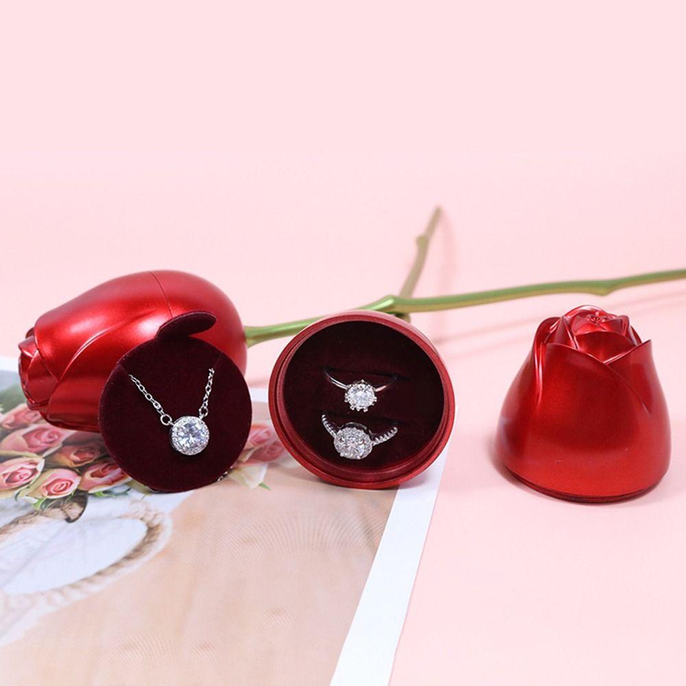 Portable Jewelry Storage Box Flower Shaped Jewelry Display Case Valentine's Day Gifts