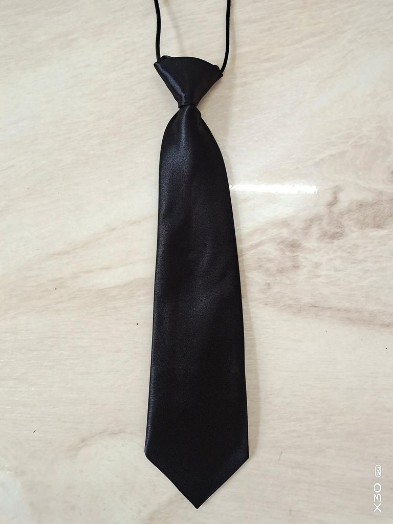 28Cm Children'S Tie Bright Monochrome Rubber Band One-Color Tie Monochrome Children'S Tie Student Tie Satin Tie