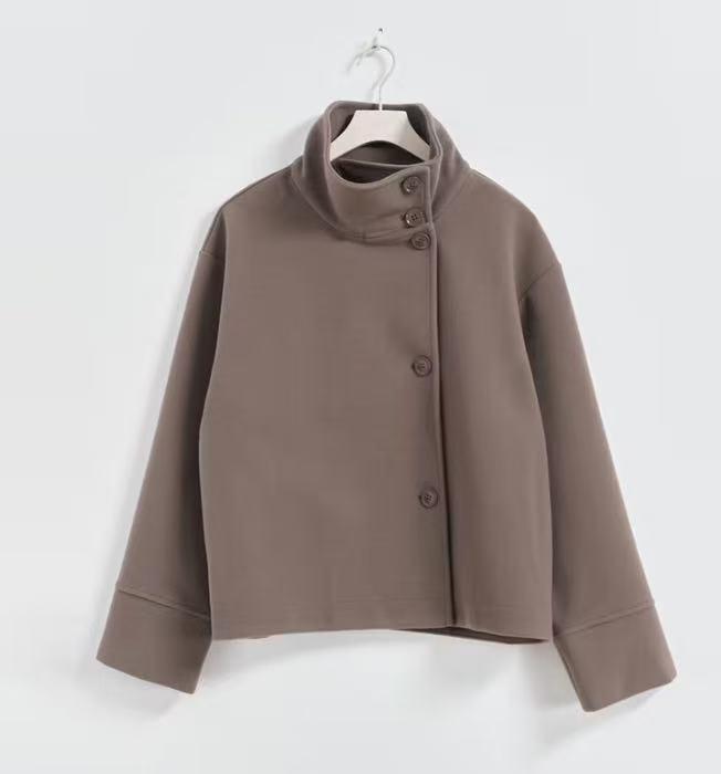 Elegant Women's Short Stand-Up Collar Wool Coat