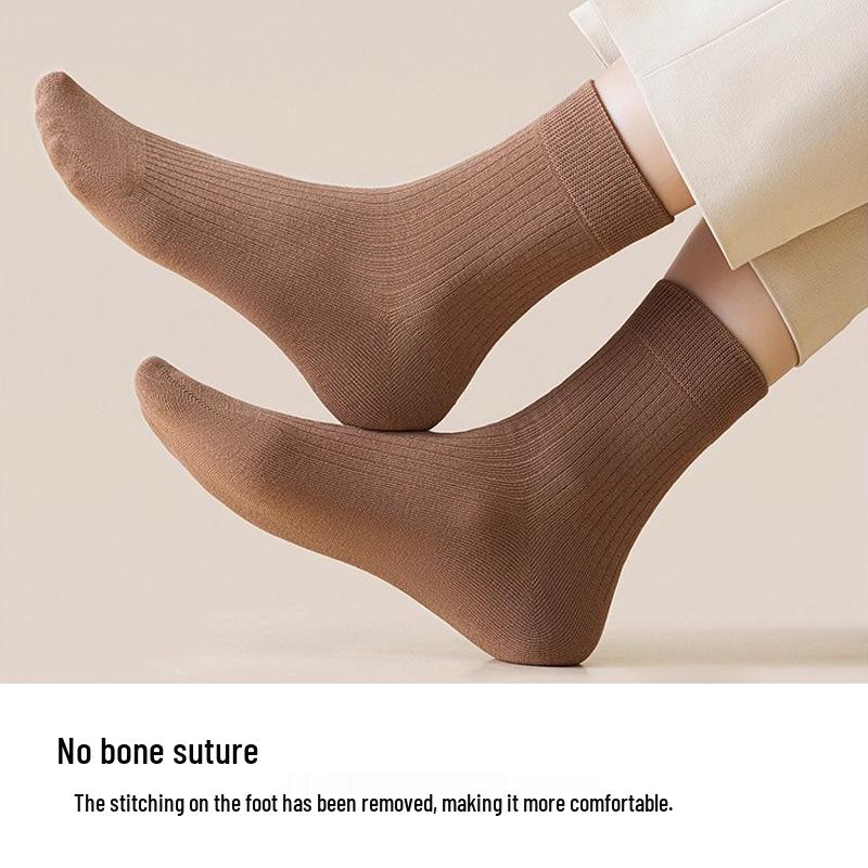 Women's Boneless Mid-Calf Cotton Socks: Antibacterial, Anti-Odor, Sweat-Absorbent, Breathable—Perfect for Spring, Autumn, and Winter.