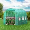 Walk-in Tunnel Greenhouse, 10 x 7 x 7 ft Portable Plant Hot House w/ Galvanized Steel Hoops, 1 Top Beam, Diagonal Poles, Zippered Door & 6 Roll-up