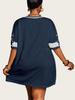 Women's Loose V-Neck Sporty Mesh T-Shirt with Digital Print