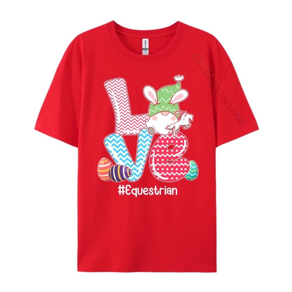 Cute Love Bunny Gnome Equestrian Eggs Hunting Easter Day Tee Shirt Clothes Classic Short Sleeve TShirt Gothic Style S