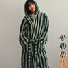 Dedeliteu Microfiber Striped Hooded Robe Beach Gown