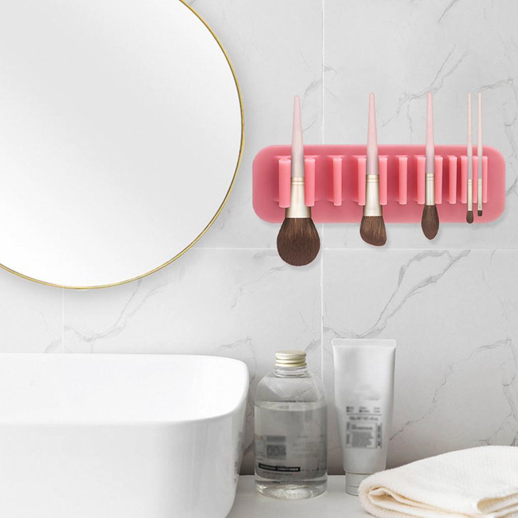 Multicolor Silicone Cosmetic Brush Drying Rack Wall-Mounted Brush Storage Rack Non-punching Cosmetic Brush Storage Rack