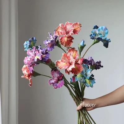 5Pcs/Lot 3D Printed Artifiical Iris Flower Wedding Decoration Floral Party Table Flower Arrangement Home Decor Fake Flowers Iris
