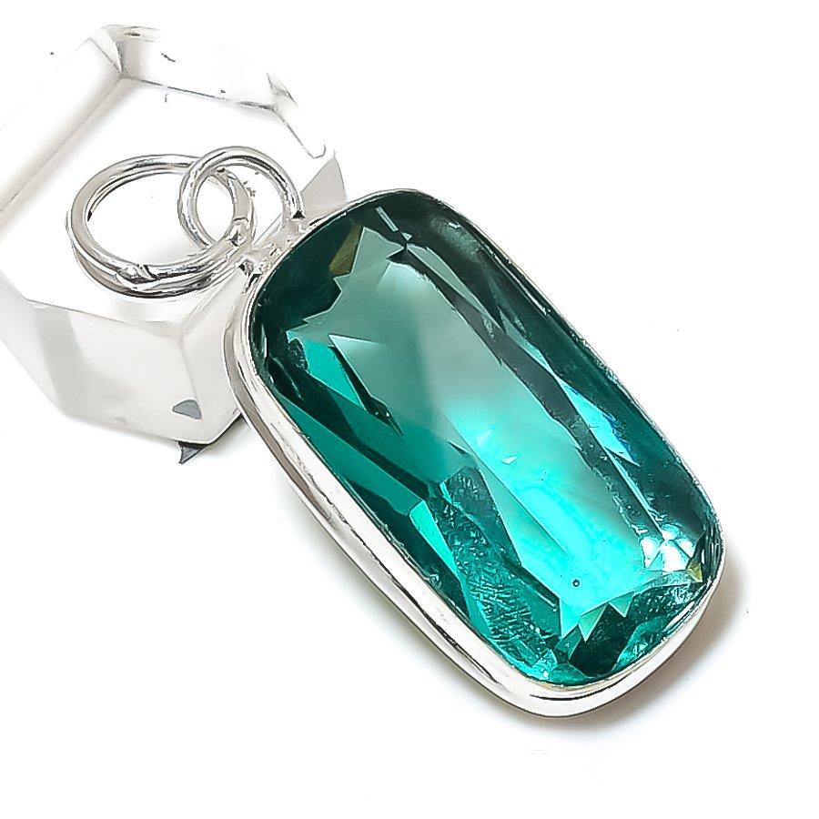 

Green Tourmaline Gemstone Handmade 925 Sterling Silver Gift Pendant 1.85 G7t53