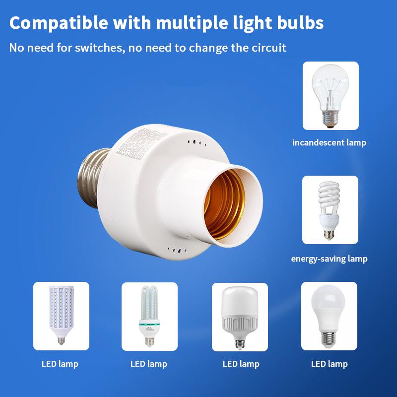 1Pc Smart Bluetooth -Compatible Light Socket E27 Bulb Adapter Lamp Holder Base Ac85-265V Smart Life App Controller