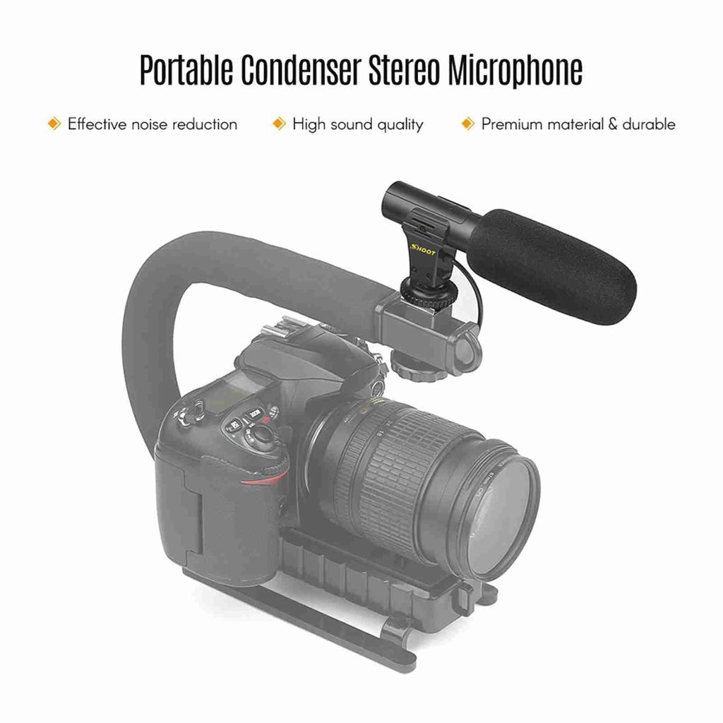 Simple Microphone 3.5mm Jack Hot Shoe Mount DV Stereo Microphone for Camera Interview Film Recording