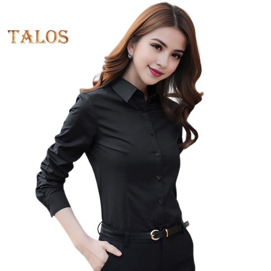 Women Shirt Lapel Long Sleeve Single Breasted Shirt Tops Solid Color Slim Fit Office Lady Shirt Work Wear